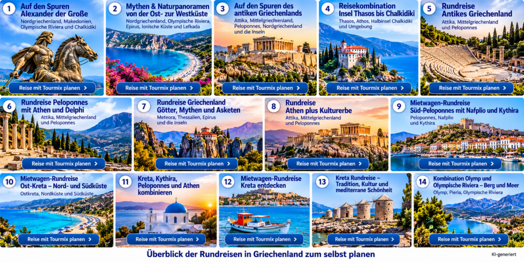 Überblick der Rundreisen in Griechenland zum selbst planen