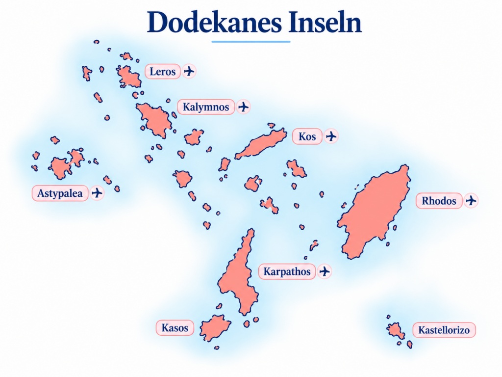 Die Inselgruppe in der östlichen Ägäis erstreckt sich von Patmos über Kos bis hinunter zum malerischen Kastelorizo