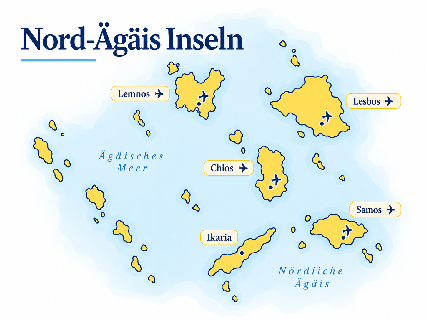 Von Limnos mit den Sandhügeln bis zu der Insel der Hunertjähtrigen Ikaria ein wahres Naturpardies